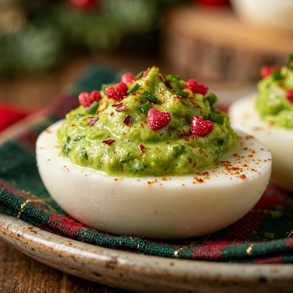 Grinch Themed Deviled Eggs
