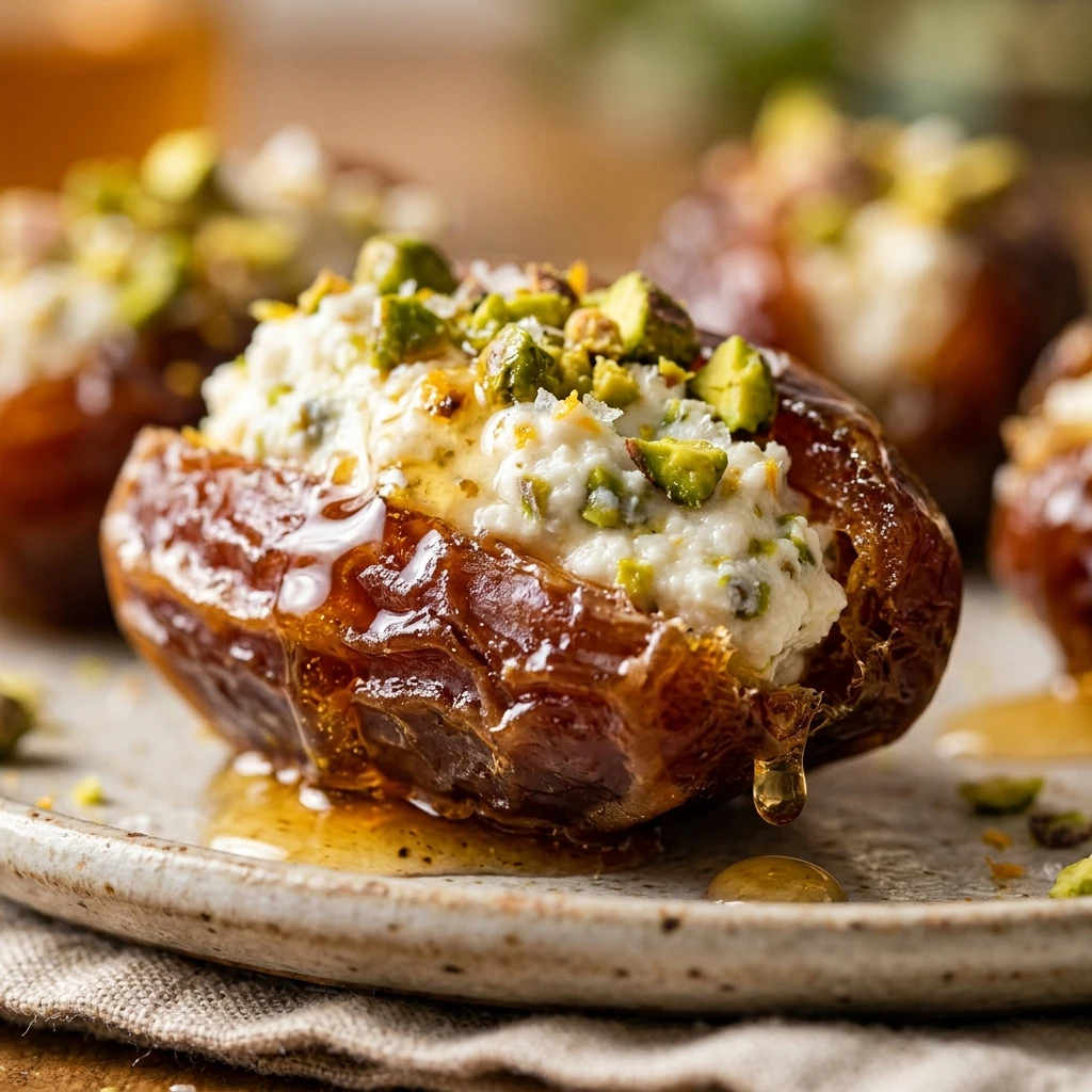 Honey Pistachio Ricotta Stuffed Dates Appetizers