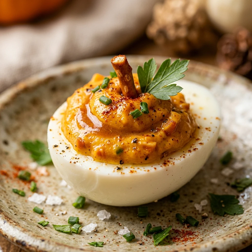 Pumpkin Deviled Eggs Appetizers