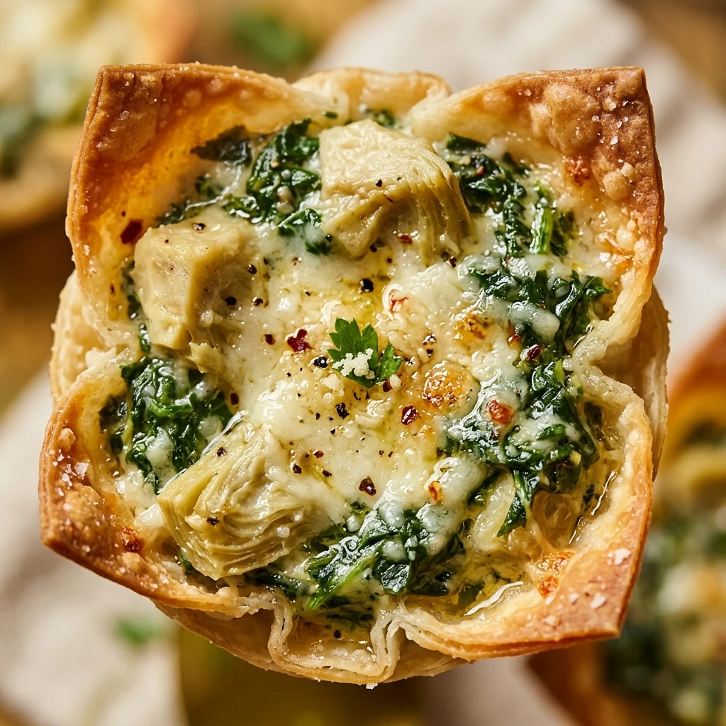 Spinach Artichoke Wonton Cups